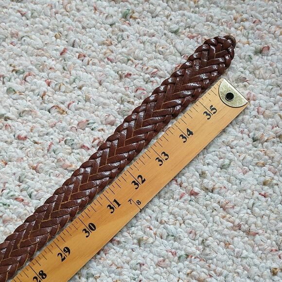 Classic Braided Leather Belt with Gold Buckle - Picture 8 of 10